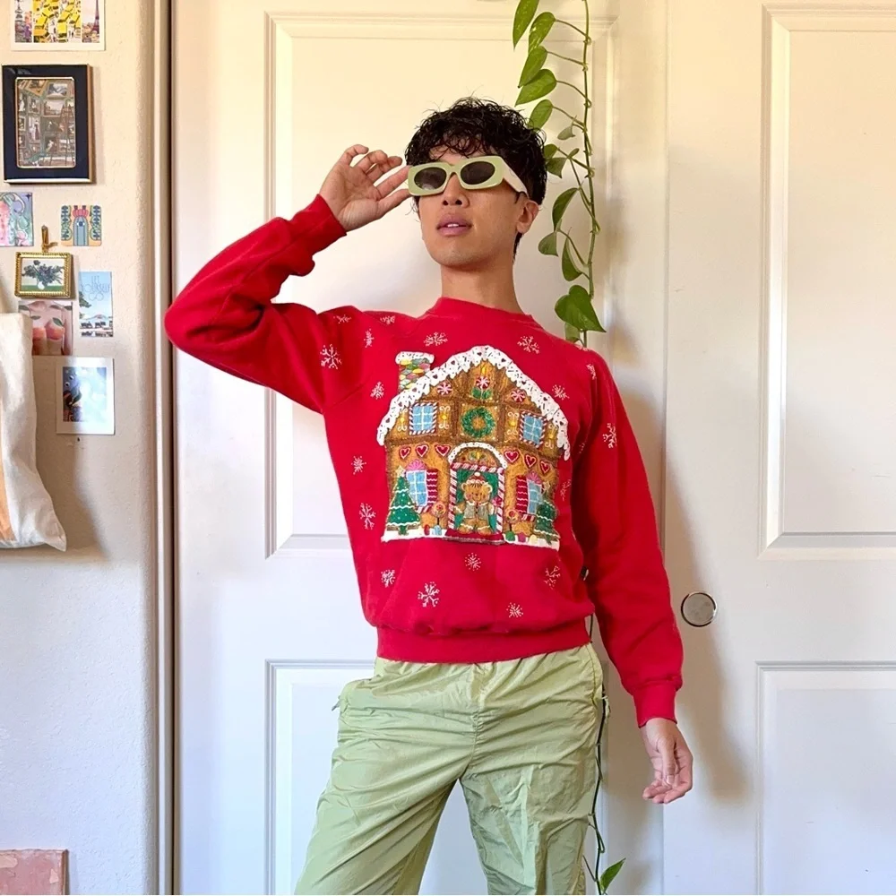 Handmade Red Gingerbread Christmas Sweater